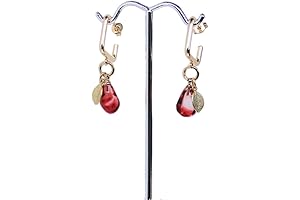 Pomegranate Seed Resin Hoop Earrings in Real Gold Plated