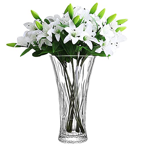 Glass Vase, Clear Crystal 30cm Tall Large Flower Vase for Decoration and Floral Arrangement