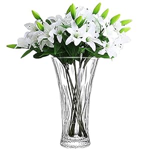 Glass Vase, Clear Crystal 30cm Tall Large Flower Vase for Decoration and Floral Arrangement