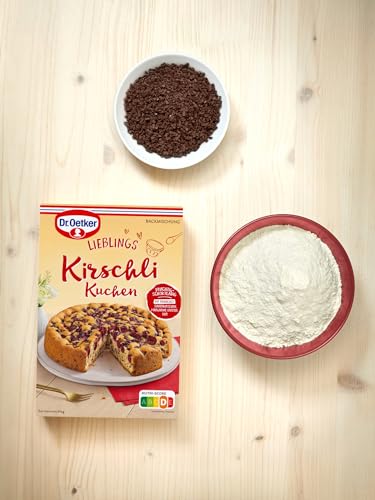 Dr. Oetker Kirschli Kuchen, 8 x 435 g, Backmischung für Rührkuchen mit Kirschen & Schokoladenflocken, fruchtig-schokoladiger Rührkuchen, gelingsicheres Backen