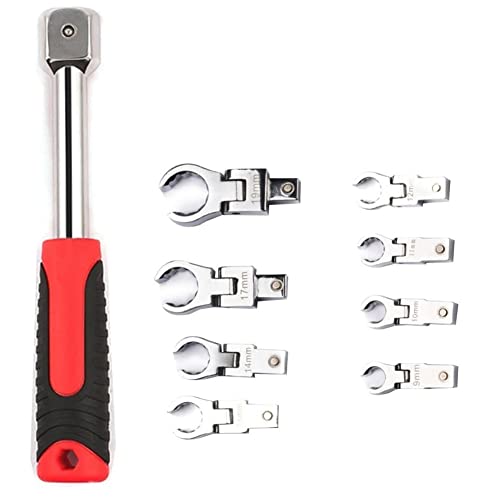 Histos Llave de trinquete portátil, giratoria, extraíble, flexible, con mango de trinquete, herramienta de mano