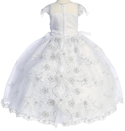 BluNight Collection Virgin Mary Embroidery Off Shoulder Baby Infant Girl Baptism Christening Dress2