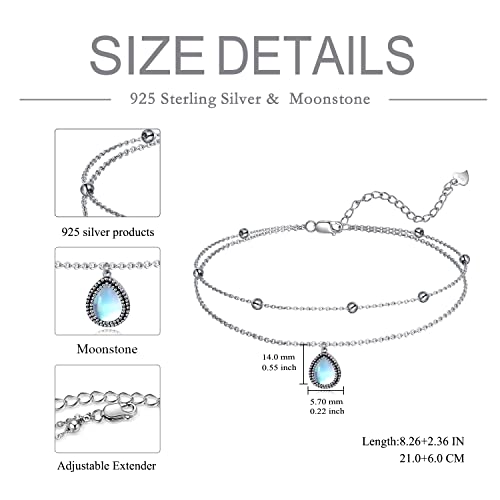 Image of POPLYKE 925 Sterling Silver Double Layered Chain Evil Eye Daisy Sunflower Butterfly Anklets for Women Holiday Beach Crystal Ankle Bracelet Dainty Evil Eye Jewelry