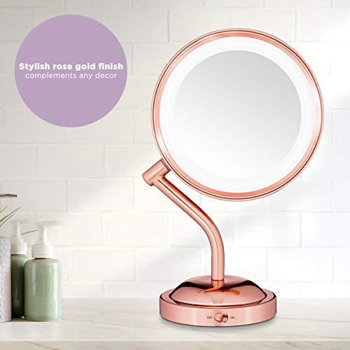 Conair Reflections Double-Sided Led Lighted Vanity Makeup Mirror, 1X/5X Magnification, Rose Gold Finish (Pack Of 2) #TOP5