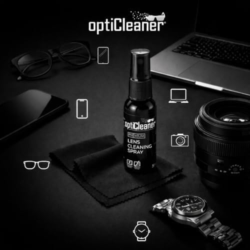 Opticleaner since 2003 Premium Lens Temizleme Kiti, 30ml Sprey ve 15x18cm Mikrofiber Bez, Gözlük, Telefon, Laptop, Kamera Lensleri için - Görsel 2