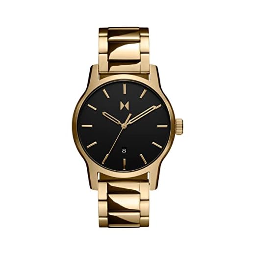 MVMT Analoog kwartshorloge voor heren Classic II collectie met lederen of roestvrij stalen armband, Zwart & Goud, Armband
