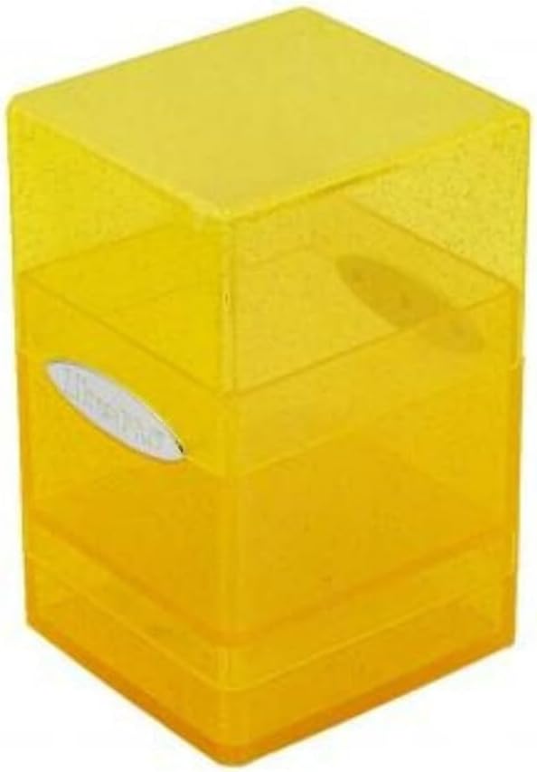 Ultra Pro - Caja de cubierta de torre de satén amarillo con purpurina acabado brillante, compacto, seguro y duradero, capacidad para más de 100