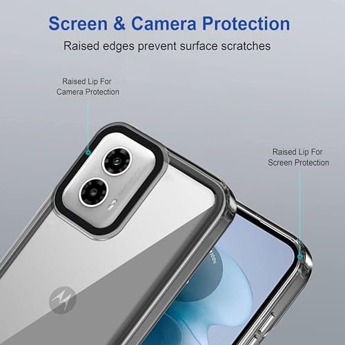 Image of amazon basics Back Case Cover for Motorola Moto G45 5G | Compatible for Motorola Moto G45 5G Back Cover | Case Cover with Camera Protection | (TPU + PC | Translucent Black)