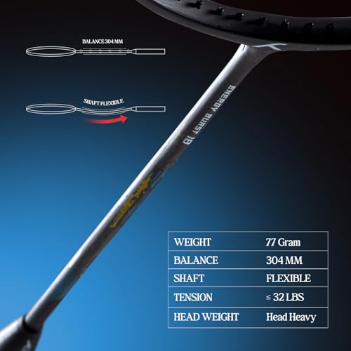 HUNDRED Store HUNDRED Energy Burst 18 Black/Blue 77g Badminton Racket - Image 6