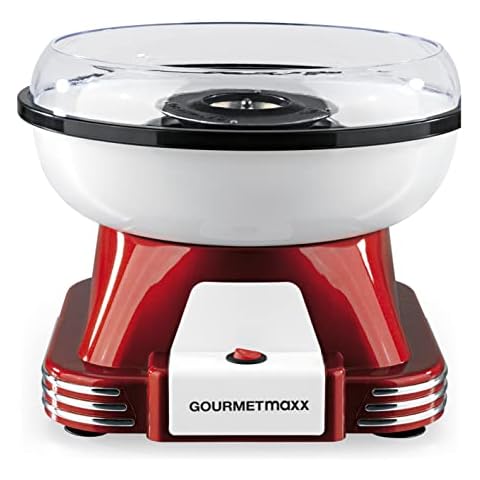 GOURMETmaxx Zuckerwattemaschine für Zuhause | Mit Zubehör für Cotton Candy, Candy Floss Maschine Set | Mit Zuckerwatte Stäbchen & Messlöffel in nostalgischem Retro-Design [Rot/Weiß] Cover