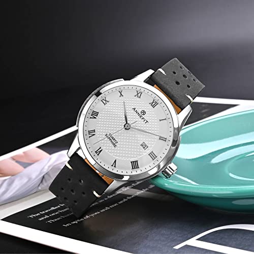 ANNEFIT Vintage Leather Watch Strap, Quick Release Replacement Band for Men and Women, Choice of Width 18mm 20mm 22mm