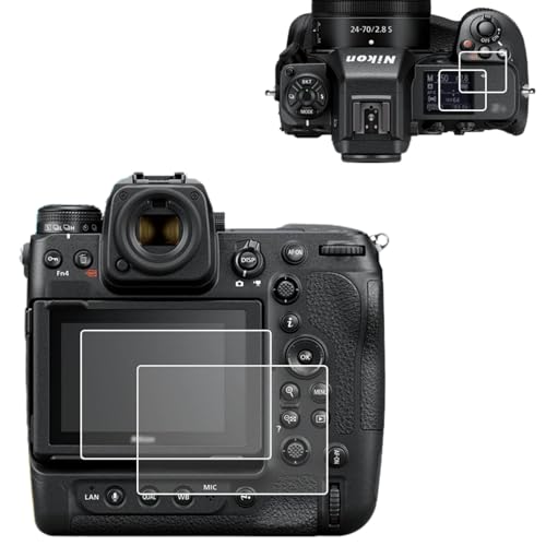 【2-Pack】JJC Dedicated Tempered Glass Camera Screen Protector for Nikon Zf Z f Z9 Z8 Camera, 0.3mm Ultra-Thin, 9H Hardness, 2.5D Round Edges