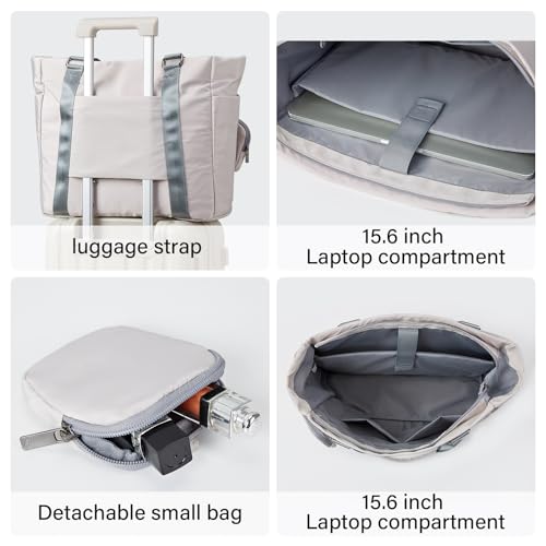 Hanke Laptop Tote - Lightweight Nylon Shoulder Bag for Work, Travel, Sports & Gym - Dune Grey4