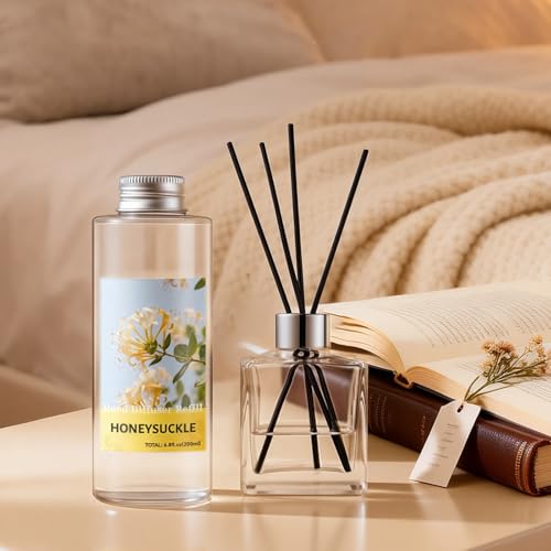 Image of STRN Reed Diffuser Oil Refill, Honeysuckle Scented Diffuser Oil Refills with 6 Reed Sticks 200ML(6.8fl.oz), Room Fresheners for Home, Long-Lasting Summer Fragrance for Living Room, Bedroom, Office