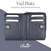 Baur Damen Geldbörse Echt Leder Geldtasche | Geldbeutel mit RFID Schutz | kleines Portemonnaie viele Kartenfächer | Wallet mit Druckknopfverschluss & Reißverschluss-Compartment (Dunkelblau) #2