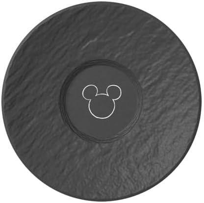 Villeroy & Boch Manufacture Rock – Mickey Mouse – Espresso Saucer, Black, Dishwasher-Safe & Microwave-Safe, Distinctive Slate Look with Disney Mickey Mouse Chalk Decoration, Premium Porcelain