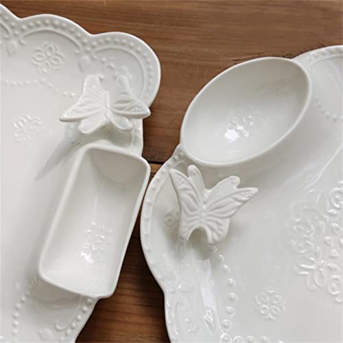 Plato de cerámica para dumplings con diseño mariposa 9.8 pulg miniatura 5