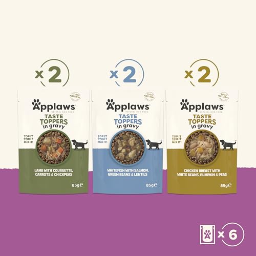 Applaws Premium Natural Nassfutter für Hunde, getreidefreie Auswahl an Huhn und Fisch in Sauce, Futter-Topping für Hunde 6 x 85g Packung