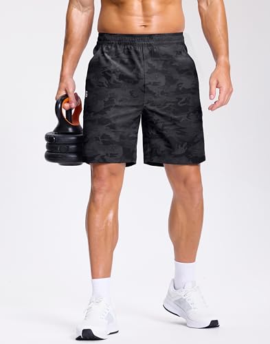 Image of GGJ Men's Lightweight Athletic Shorts with 2 Zipper Pockets 7 inch /9 inch /5 inch Gym Workout Running Quick Dry Tennis Shorts for Men