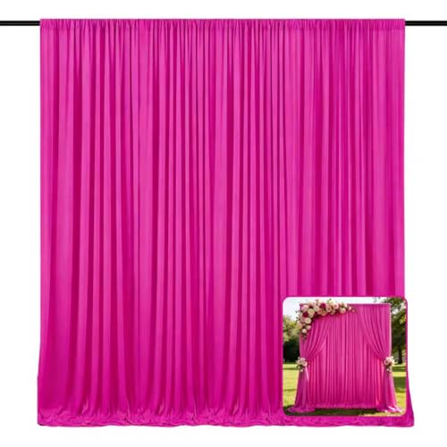 Image of 2 Panels Fluorescent Fuchsia Backdrop Curtain, 10 x 10 Feet Polyester Background Curtains for Parties, Weddings, Halloween, Christmas, Birthday Party Photoshoot Backdrop Curtains Decorations