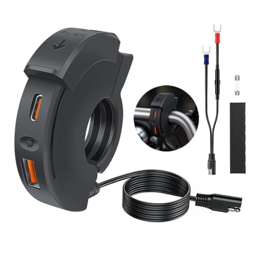 KEEDIN Motorrad USB Ladegerät, 30W USB-C PD + 18W QC3.0, ultradünnes wasserdichtes Dual-Port Schnellladegerät (Typ-C & USB-A), SAE-auf-USB Adapter für, GPS, kompatibel mit 12V–24V-car USB Charger Moto