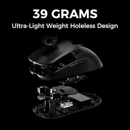 Image of MCHOSE L7 Pro Wireless Gaming Mouse, PAW3395 26K Sensor, Wireless /Wired Dual 8K Polling, 39g Ultra-Light Weight, 2.4GHz RF /BT /Wired Tri-Mode Connection (Pro-PAW3395 26K Sensor, Black)