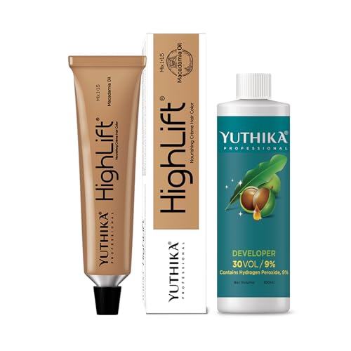 Image of Yuthika Professional High Lift Creme Hair Colour 900U Ultra Blonde 50g with 40 Volume Developer 100ml Combo Pack