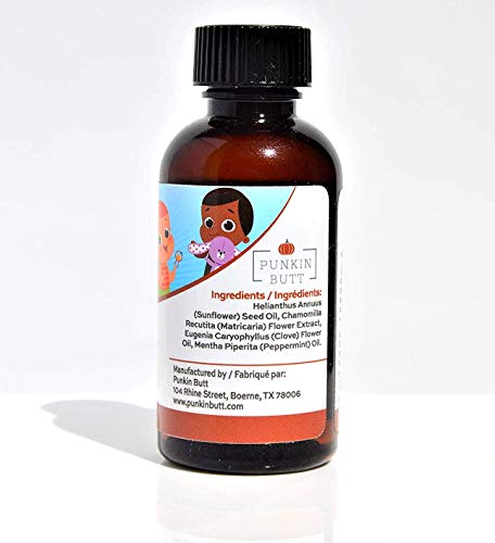 Punkin Butt Teething Oil - 2 Oz - 100% Natural Teething Relief For Babies - Proprietary Blend Includes Chamomile, Sunflower, Peppermint, And Clove Oil - Baby Teething Relief With No Added Chemicals #TOP2