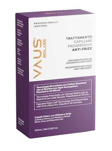 VAUS® ANTI FRIZZ | Termoprotettore capelli – Formula avanzata anti-crespo – Tecnologia brevettata a base di cellule staminali – Prodotto vegano – Confezione biodegradabile | Capelli chiari, riflessi