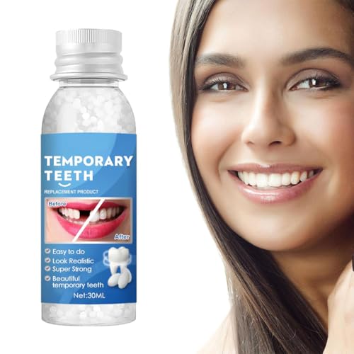 1 Bottiglie Kit di Riempimento Temporaneo Dente, 30ML Denti Finti Modellabili, Dente Finto Provvisorio per Resina, Kit Riparazione Denti per Riempimento del Dente Rotto Mancante