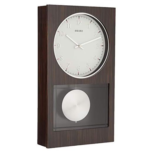 Seiko Modern Dark Wooden Wall Clock with Pendulum and Dual Chimes