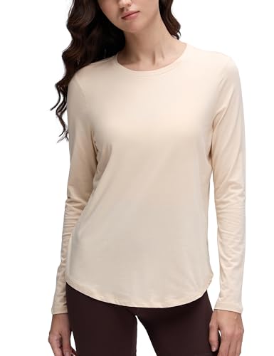 CRZ YOGA Pima Cotton Workout Long Sleeve Shirts for Women