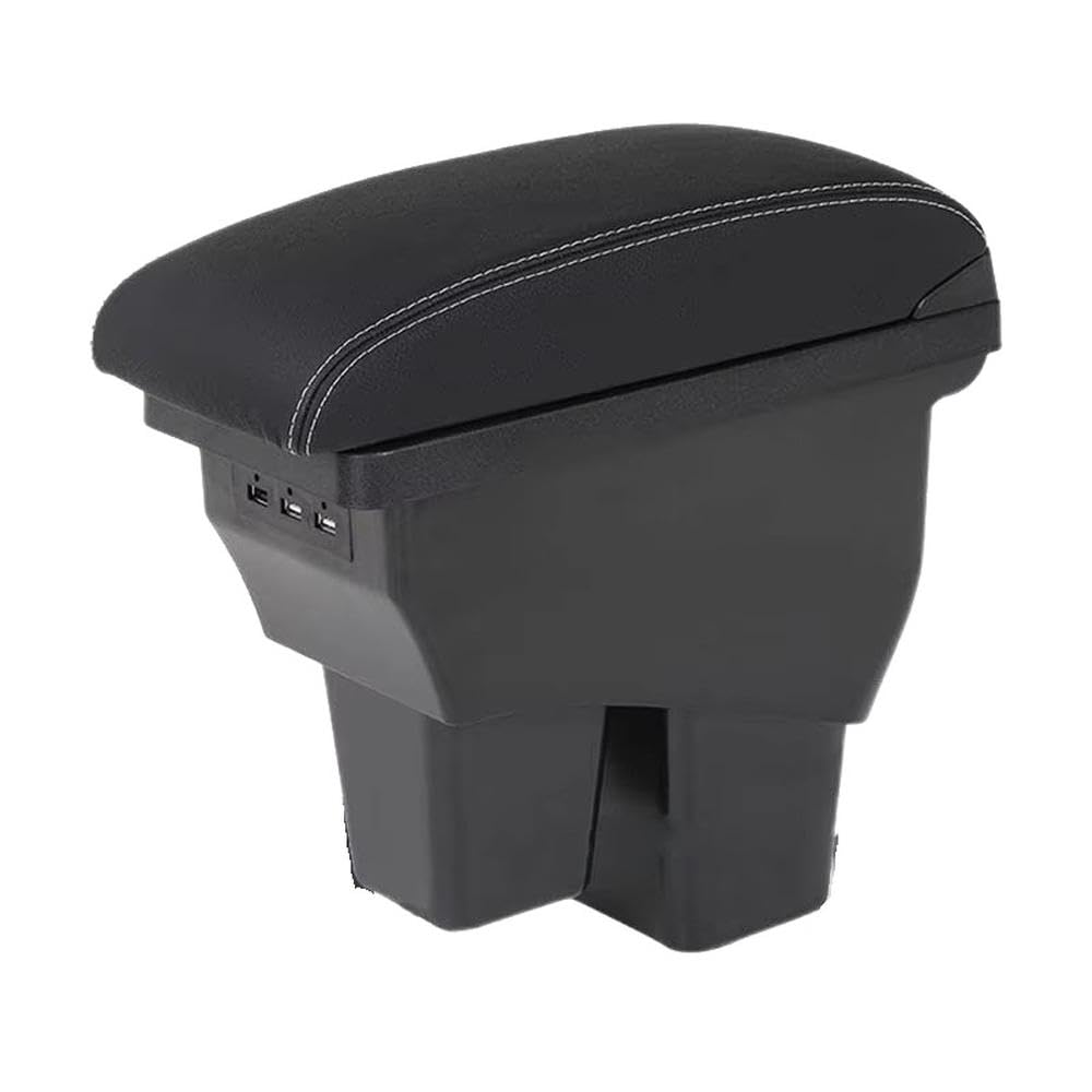 FSOZDBBPL For Jazz For Fit 2015-2020 Car Armrest Box Retrofit Parts Interior Storage Box 3USB Interior Parts(B3 Black corium)