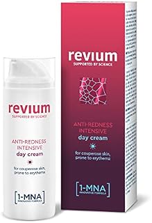 Revium Rosacea Anti-Redness Intensive Day Cream for Couperose Skin Prone to Erythema, with UVA and UVB Filters, 1-MNA Molecule, Corallina Officinalis Red Algae Extract, Acerola Fruit, 50ml
