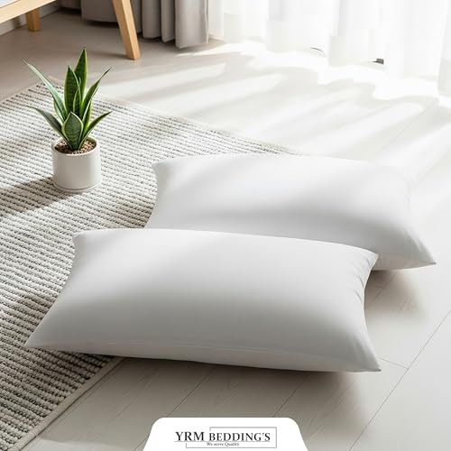 Image of YRM Bedding's - Egyptian Cotton 600TC Pillow Cover | Premium Pillowcases | Luxury Bedding-Export Collection | High Thread Count Durable & Breathable Covers - White | [16''x26''] Inches
