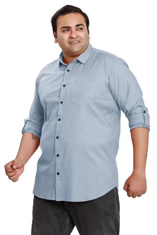 Image of BE ACTIVE Plus Size Lycra Cotton Satin for Men Shirts|| All Plus Size Men|| Cotton Stylish Full Sleeves Shirt for Men