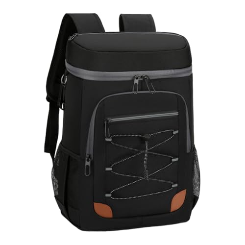 クーラーボックス 保冷リュック リュック式クーラー 大容量 25L 小型 保冷バック クーラーバック 折りたたみ収納 保冷 防水 軽量 買い物 キャンプ レジャー ピクニックお花見 運動会 (ブラック)