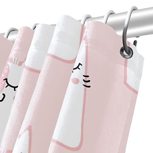 Rideau de douche chat rose à œillets renforcés avec anneaux - 6