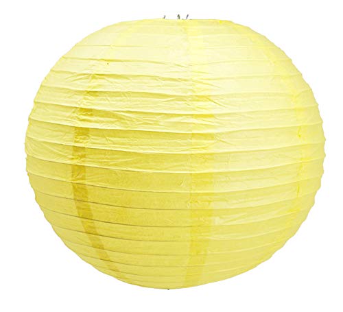 Image of Mudra Crafts 12 Inch Round Chinese Yellow Paper Lanterns Hanging Decor | 10 PCs, Reusable, Indoor Outdoor Decorative Lamp Shade, for Ceiling, Wedding, Shower, Party, Festival, Home Decoration