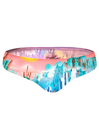 Jueshanzj Mens Swim Briefs Low Waist Sexy Printed Bikini Swimsuit Pink+Mountain Medium