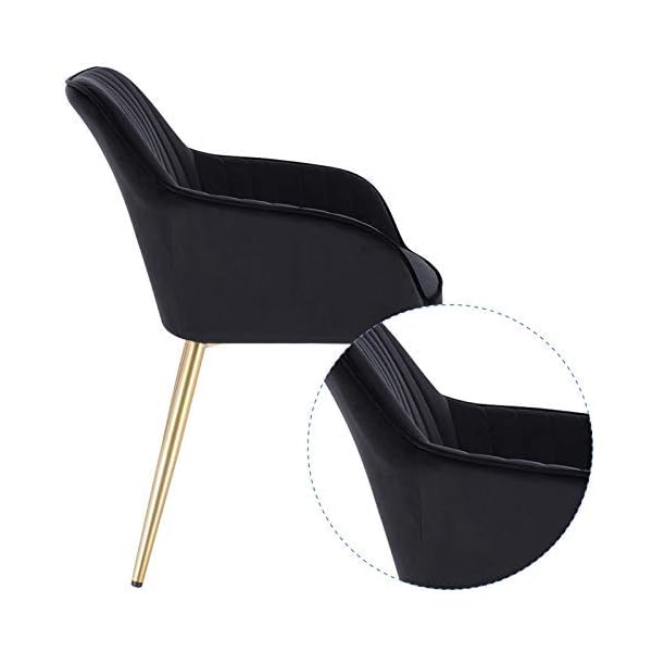 Lestarain Upholstered Dining Chairs, 1 Piece Armchair Kitchen Chair Velvet Seat Gold Metal Legs Reception Chairs with Backrest Soft Cushion - Image 7