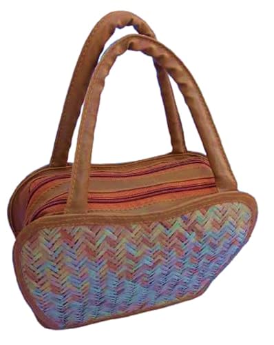Image of han bag bamboo (HART SHAPE) Bamboo Bags for Women - Handmade Wicker Woven Purse Handbag