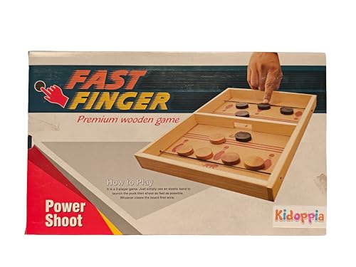 Image of Fast Finger Premium Wooden Power Shoot Board Game, 2-Player Family Game, Double-Sided