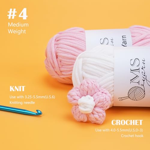 Image of 200g Beginner-Friendly Yarn for Crocheting and Knitting, 4 Pack 320 m Worsted-Weight Medium #4; Easy-to-See Stitches with No Splitting Soft & Thick Yarn for Amigurumi and DIY Projects- Red