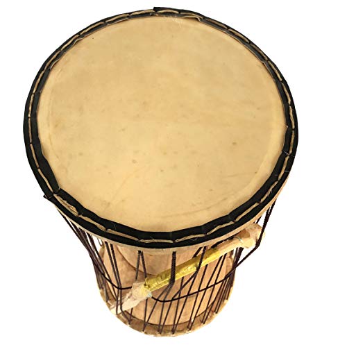 Classic Heartwood Dondo Talking Drum with stick - Large (8\"x18\") - Ghana