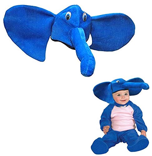 Dazzling Toys Halloween Costume Blue Elephant Stuffed Plush Velvet Animal Hat Fun Costume Accessory for Halloween, Masquerade, Dress Up, Holiday - Fun Costume Hat for Kids and Adults