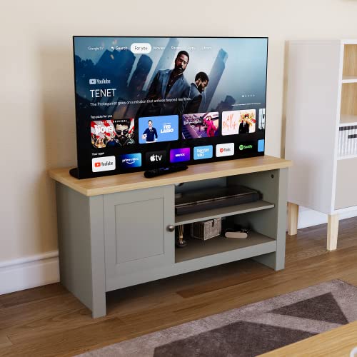 Amazon Brand - Movian, Arlington 1 Door TV Unit, Engineered Wood, Grey & Oak, H 49 x W 95 x D 39 cm
