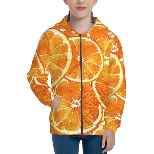 Riped Juicy Sliced Oranges3 Kids Pullover Hoodies Boys Zip Up Sweatshirts Girls Athletic Clothes with Pocket3