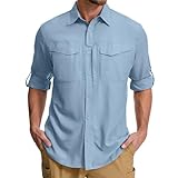 mixtiq Men's Sun Protection Safari Shirts Long Sleeve UPF 50 UV Quick Dry Travel Hiking Fishing...