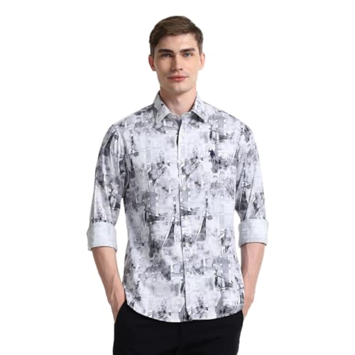 Image of U.S. Polo ASSN. Printed Regular Fit Shirt for Men - 100% Cotton, Breathable & Comfortable, Full Sleeves Casual Shirt for Men